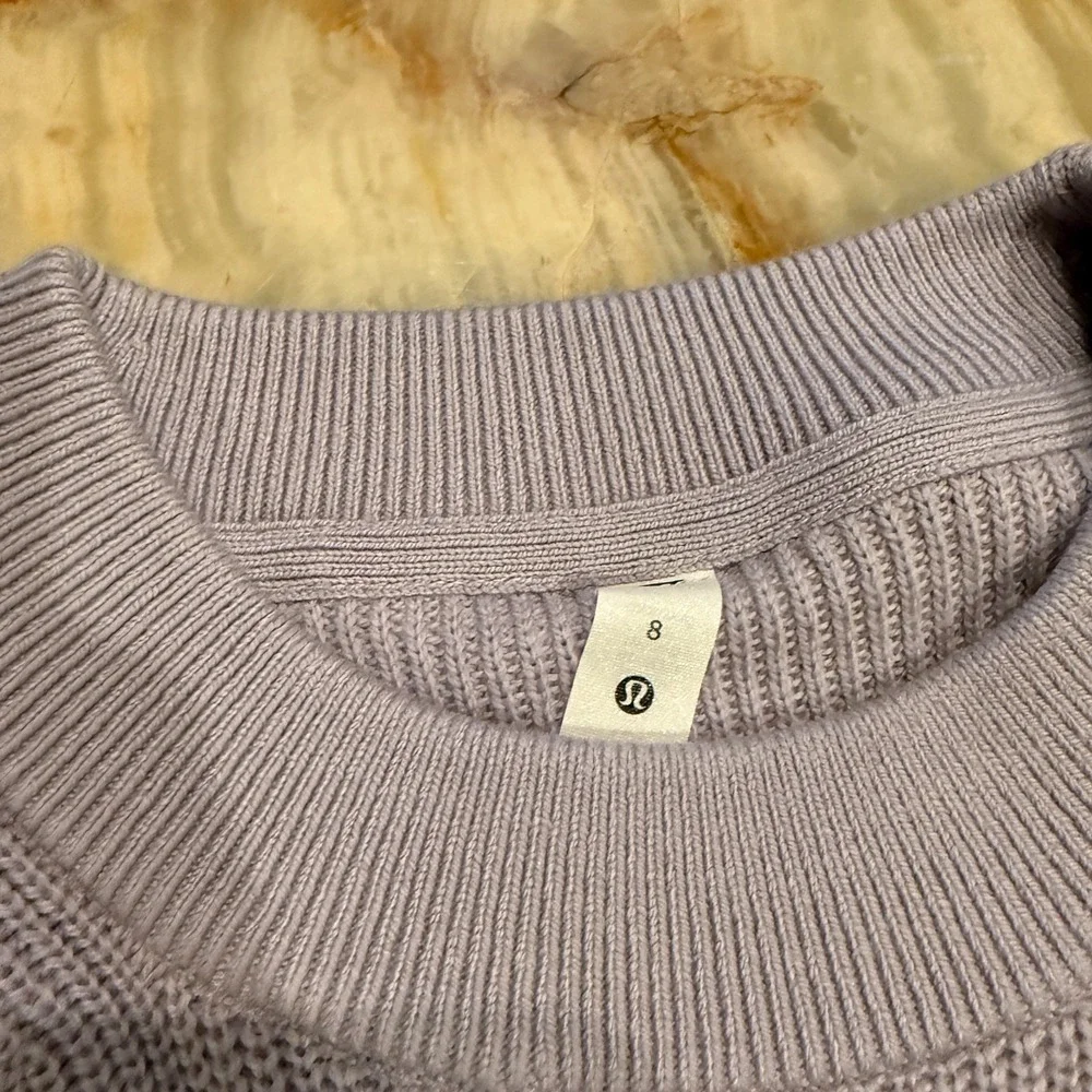 Lululemon Womens Merino Wool Blend Ribbed Sweater‎ Lavender Purple Crew Neck 8